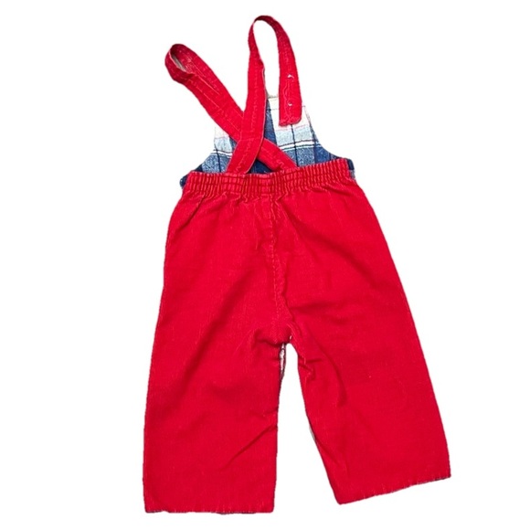 Vintage 80s 90s French Toast Red Corduroy Jumpsuit Overalls Baby 9M Lined - Picture 2 of 8